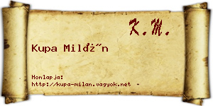 Kupa Milán névjegykártya
