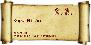 Kupa Milán névjegykártya